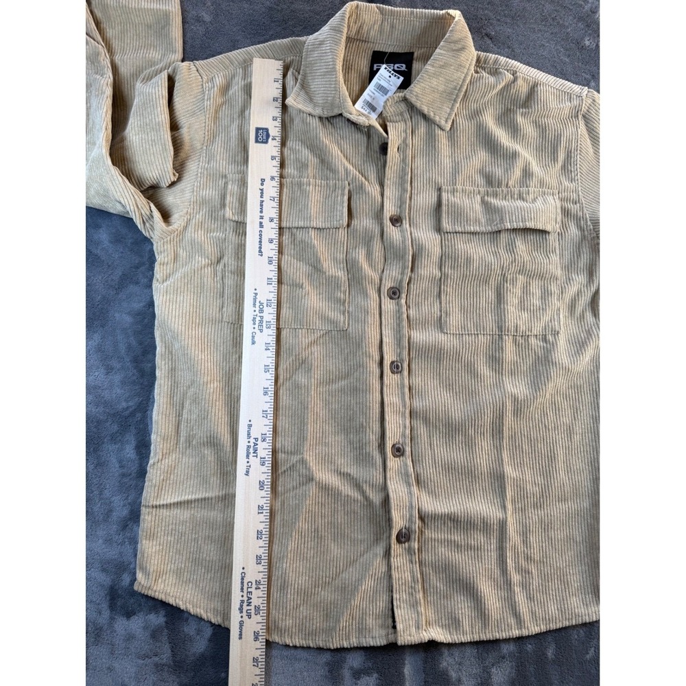 TILLYS RSQ M CORDUROY SHIRT TAN BUTTON FRONT POCKETS MEN SIZE S - Picture 6 of 7